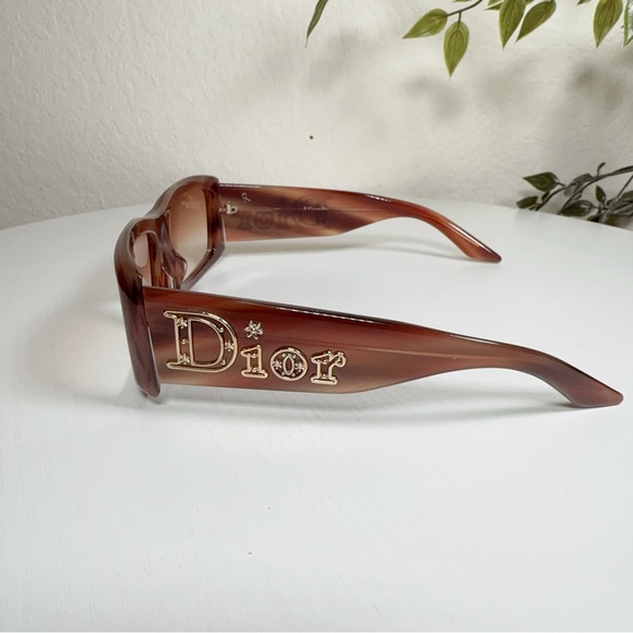 Preowned Authentic Christian Dior Aventura 2 Square Sunglasses Brown Big Logo - Picture 6 of 13